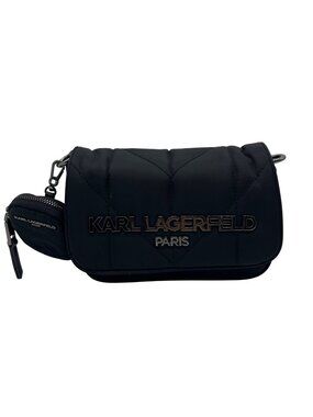 Karl Lagerfeld Paris Black Fabric Crossbody Bag